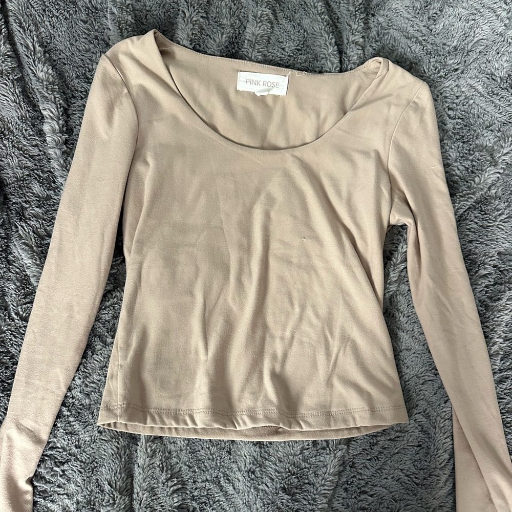 Pink Rose Women's Tan Long Sleeve Top